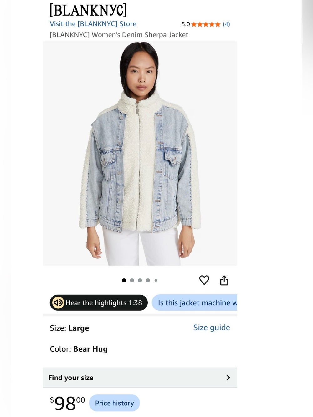 [BLANKNYC] Women's Denim Sherpa Jacket